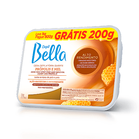 CERA DEPIL BELLA QUENTE PROPOLIS E MEL 800G LEVE 1KG