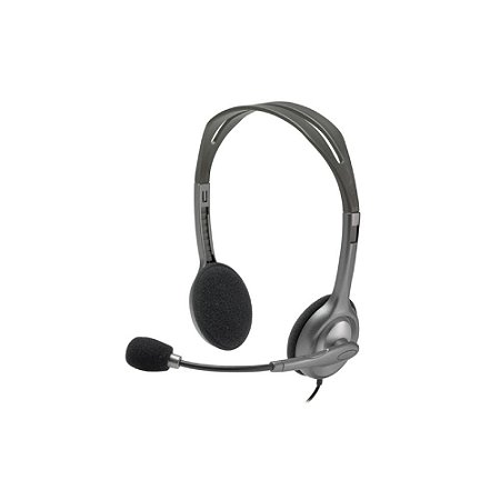 Headset Logitech com fio H111 Cinza