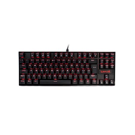 Teclado Redragon Mecânico Kumara Preto Single Color LED Vermelho Switch Marrom K552-2