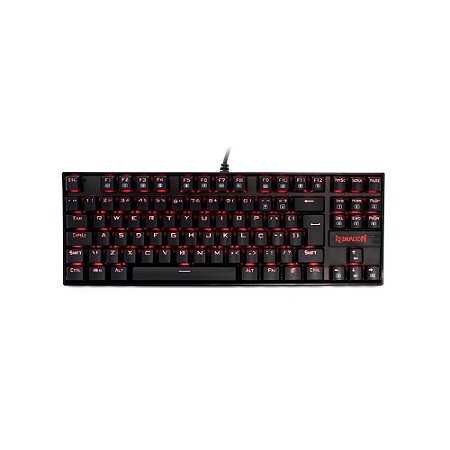 Teclado Redragon Mecânico Kumara Preto Single Color LED Vermelho Switch Marrom K552-2