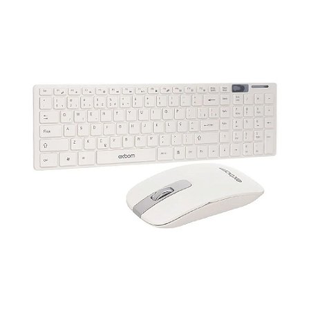 Kit De Teclado E Mouse Exbom Branco sem fio BK-S1000