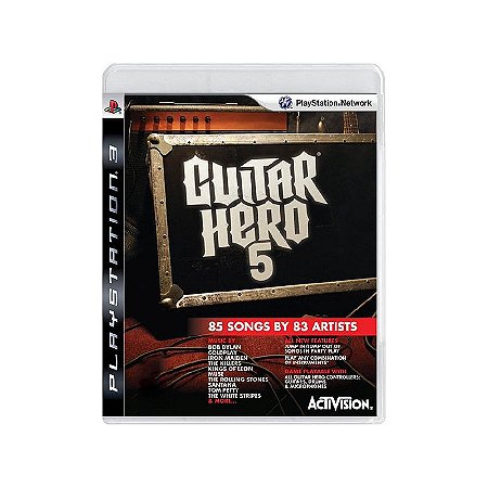 Jogo Guitar Hero 5 + Guitarra com Receptor - PS3 - Usado