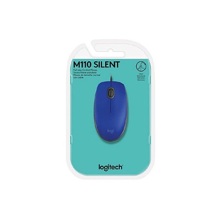 Mouse Logitech com fio USB M110 - Azul