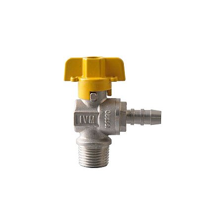 Valvula Esfera Gas Angular 90º Macho 1/2'' x Espigão 3/8''