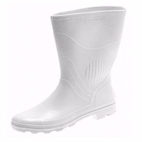 Bota Pvc Forrada Borracha Branco e Solado Branco