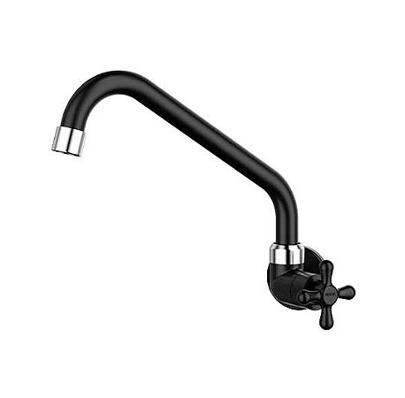 Torneira Pvc Bica Movel Parede Longa Viqua Preto