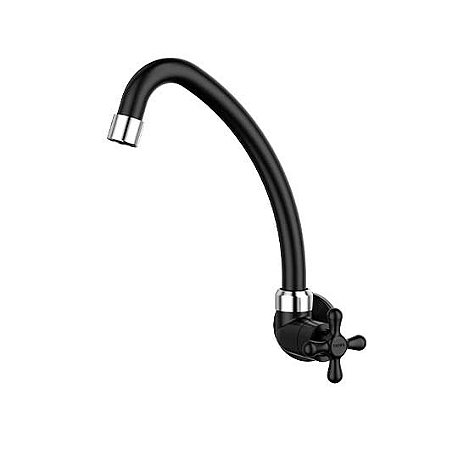 Torneira Pvc Bica Movel Parede Viqua Preto