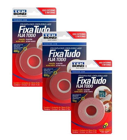 Fita Dupla Face Fixa Tudo Acrilica - Uso Interno e Externo