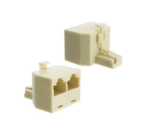 Emenda RJ45 Tee - 1 Macho e 2 Fêmeas para Rede