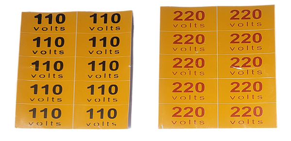 Etiqueta Tensão 110/220V Vinil Amarelo