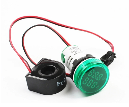 Sinaleiro Amperimetro/Voltimetro Digital 22mm Verde