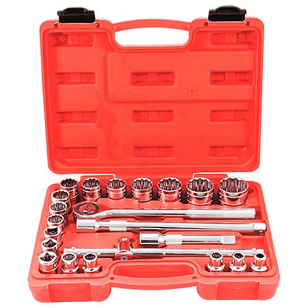Jogo de Soquetes Estriados 1/2″ – 22 Peças