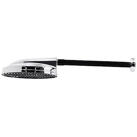 Ducha Pvc Astra Preto e Prata com Crivo Removivel de 8" e Braço de 30cm