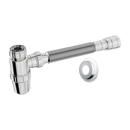 Sifão Tubo Extensivel c/Copo Horizontal Cromado