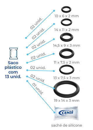 Kit de Anéis O'ring - 13 Peças