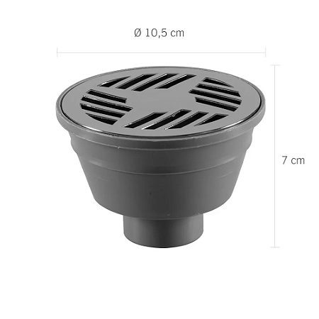 Ralo Redondo Sifonado Ø10,5 x 7cm Cinza Astra