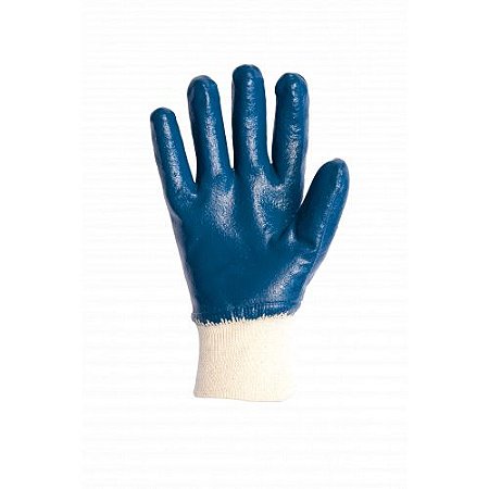 Luva Mao PPM23 Algodão com Banho Nitrilico Total Azul