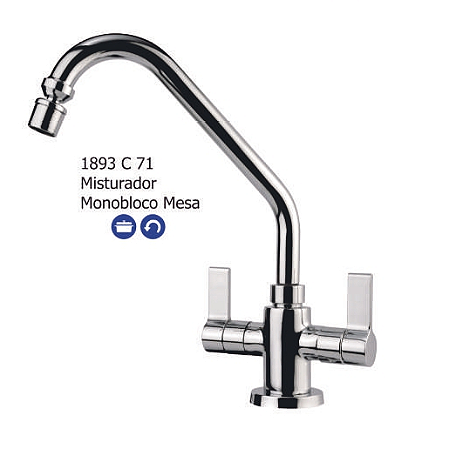 Torneira Misturador Pia Mesa Monobloco 1893 - Jed