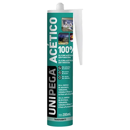 Silicone Acetico Aquario Incolor 280ml - Unipega