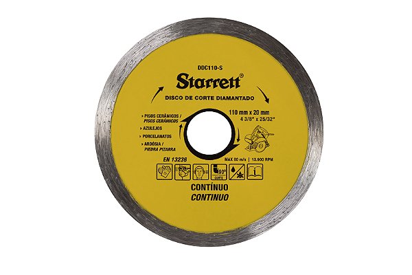 Disco Corte Diamantado Continuo 110 x 20mm Starrett DDC110-S