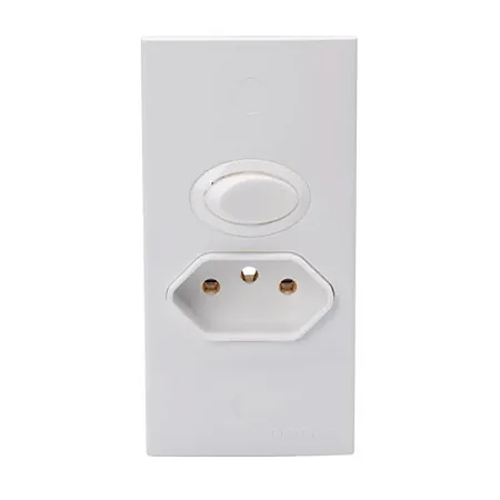 Sleek para Moveis - Conjunto com Interruptor Paralelo e Tomada 2P+T 10A Branco