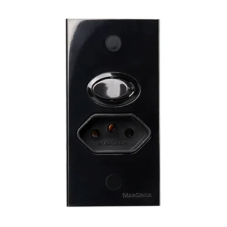 Sleek para Moveis - Conjunto com Interruptor Paralelo e Tomada 2P+T 10A Preto Ebony