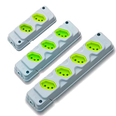 Tomada Externa Barra Robust Cinza/Verde 20A