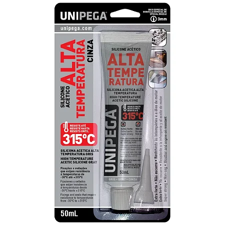 Silicone Acetico Alta Temperatura Cinza 50ml