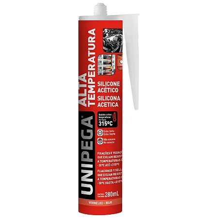 Silicone Acetico Alta Temperatura Vermelho 280ml