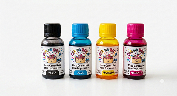Kit 4 Tintas Comestível de 100ml (400ml)