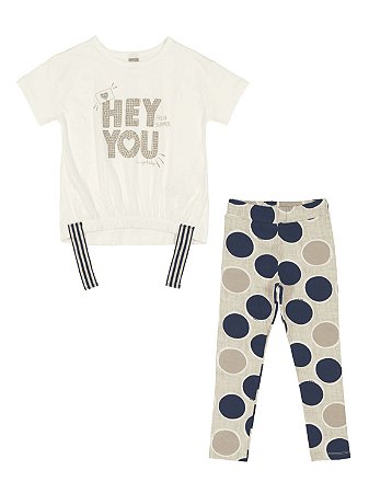 Conjunto Infantil Up Baby Blusa e Calça Hey You Natural