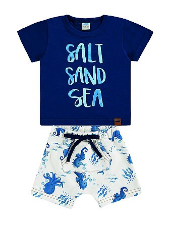 Conjunto Marlan Camiseta Curta e Bermuda Salt Sand Sea Azul
