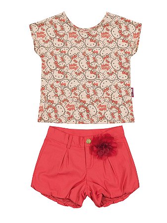 Conjunto Blusa e Shorts Hello Kitty