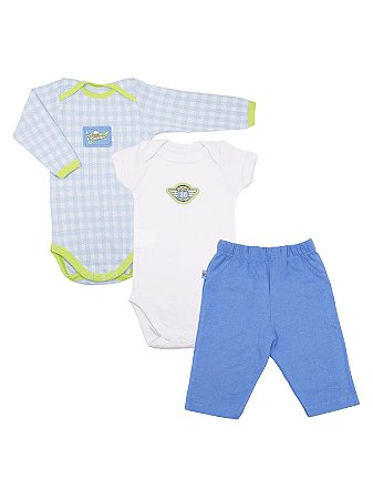 Conjunto 3 Peças - Bodies e Calça - Aviator Be Little