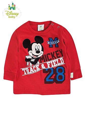 Camiseta em Meia Malha Manga Longa Mickey Track Field Brandili