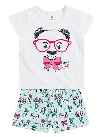 Pijama em Malha Blusa e Shorts Fashion Bear Brandili