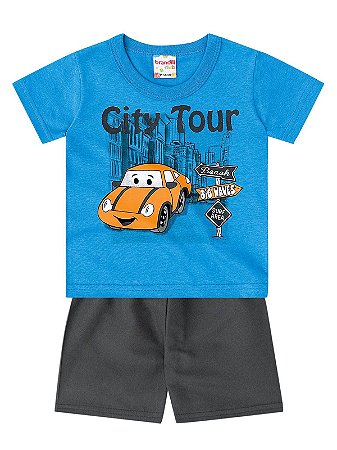 Conjunto Brandili Camiseta e bermuda City Tour Azul