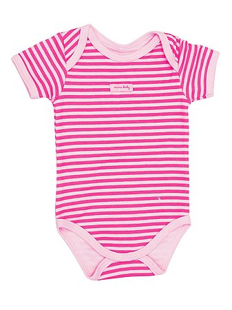 Body Mini Baby Curta Suedine Listras Rosa