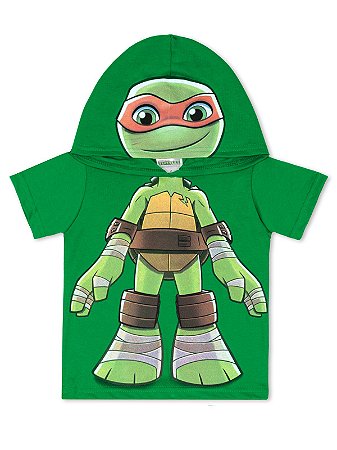 Camiseta Marlan Curta com Capuz Tartarugas Ninja Verde