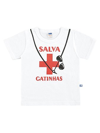 Camiseta Marlan Curta Fantasia Salva Gatinhas Branco