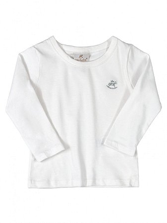 Camiseta Up Baby Básica Menina em Malha Longa Branca