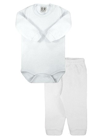 Conjunto Rosebud para Bebê Body Calça Longa Soft Glacê Branco