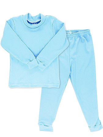 Conjunto Blusa Calça Rosebud Canelado Azul