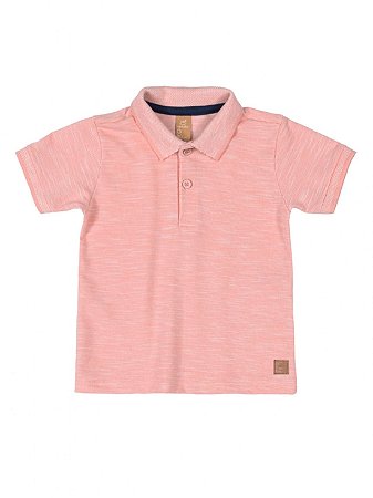 Camisa Polo Up Baby Manga Curta em Piquet Rosa