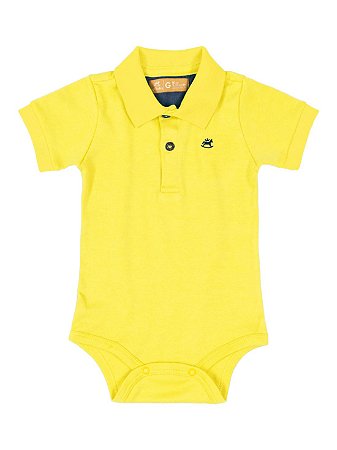 Body Polo para Bebê Up Baby Manga Curta Suedine Amarelo