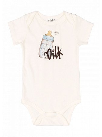 Body para Bebê Up Baby Manga Curta Suedine Milk Natural