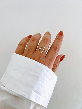 Anel de prata regulavel traço