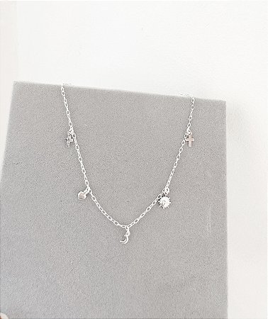 Tornozeleira de prata mix patua 26cm