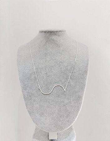 Colar de prata fio onda corrente 50cm atacado