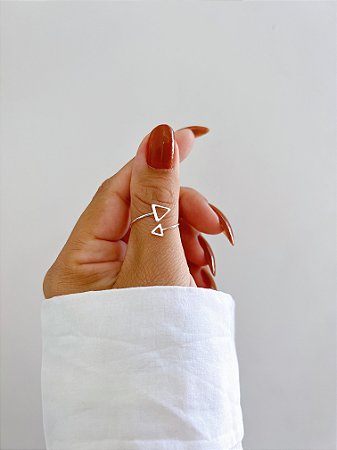 Anel de prata triangulos regulavel atacado